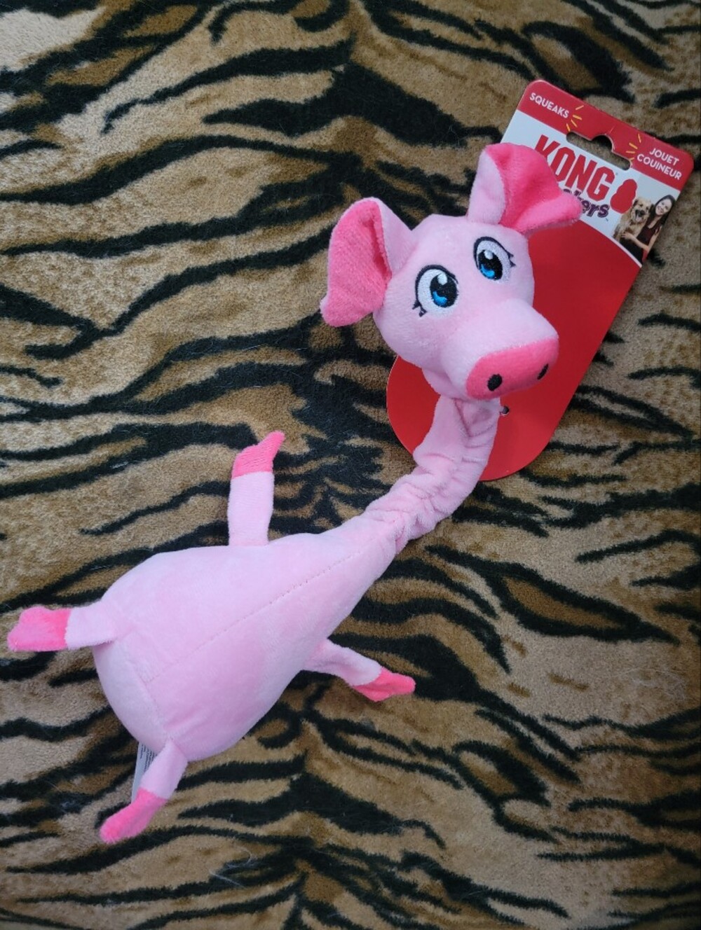 Kong Dog Bobs Pink Shakers Plush Tuggy Pig Dog Toy Med Ea.